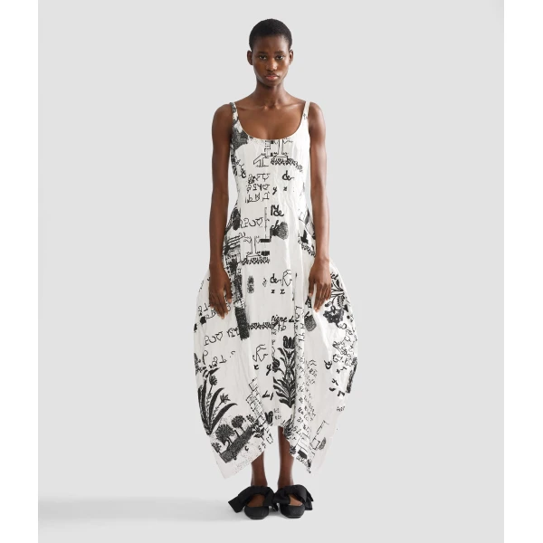 Erdem Metallised Cotton Draped Midi Dress - Dresses - British Romantic Luxury at Luxury Shoes 
