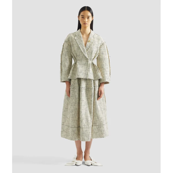 Erdem Mouline Tweed Full Midi Skirt - Skirts - British Romantic Luxury at Luxury Shoes 