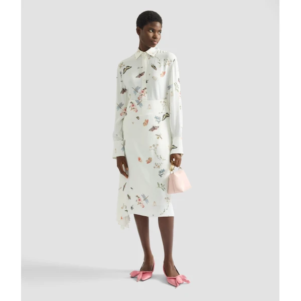 Erdem Printed Crepe Draped Midi Skirt - Skirts - British Romantic Luxury at Luxury Shoes 