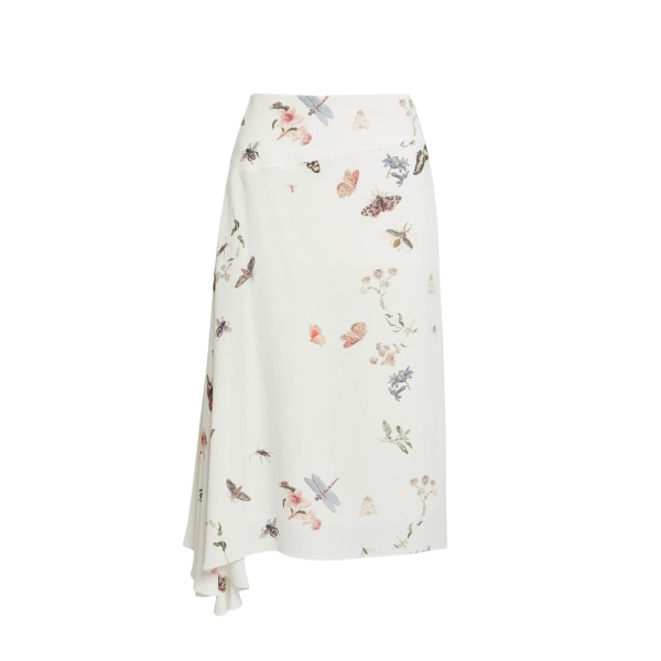 Erdem Printed Crepe Draped Midi Skirt - Skirts - British Romantic Luxury at Luxury Shoes 