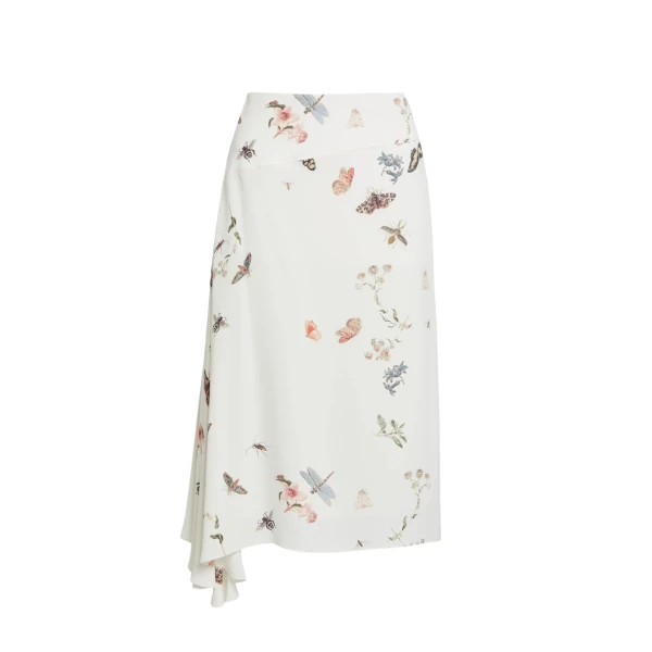 Erdem Printed Crepe Draped Midi Skirt - Skirts - British Romantic Luxury at Luxury Shoes 