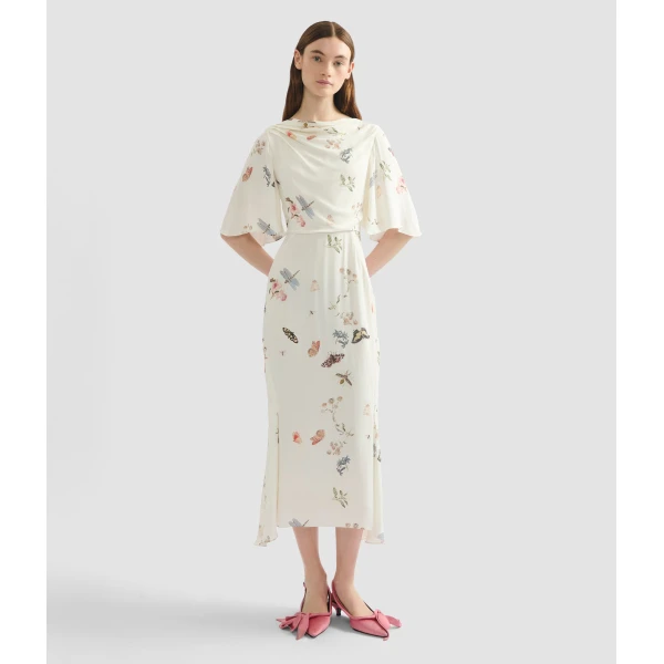 Erdem Printed Crepe Midi Dress - Dresses - British Romantic Luxury at Luxury Shoes 