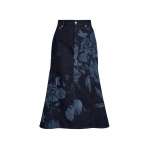Erdem Printed Denim Flared Midi Skirt - Skirts - British Romantic Luxury at Luxury Shoes 