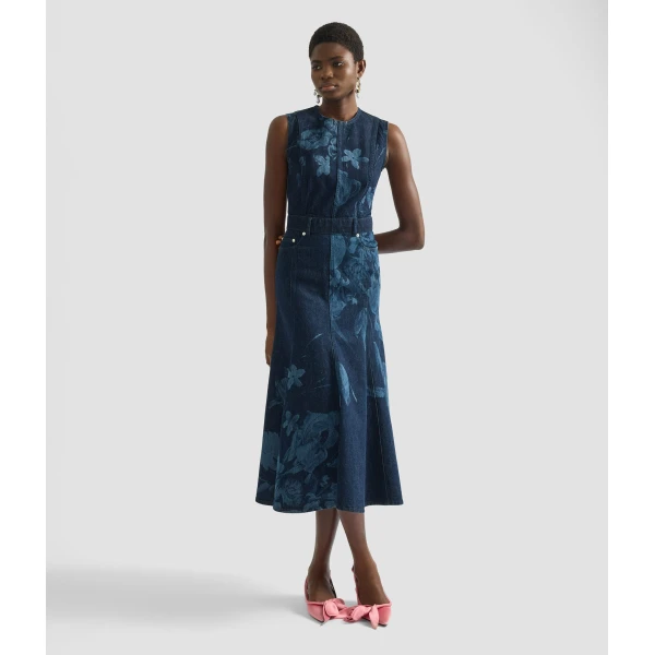 Erdem Printed Denim Sleeveless Midi Dress - Dresses - British Romantic Luxury at Luxury Shoes 