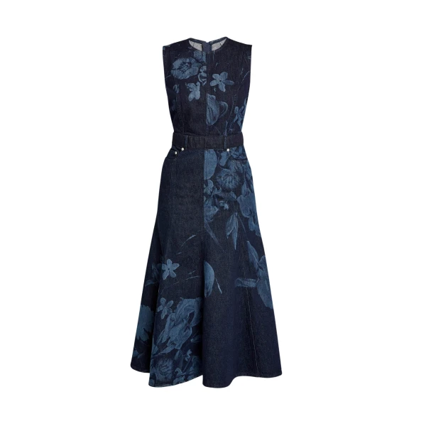Erdem Printed Denim Sleeveless Midi Dress - Dresses - British Romantic Luxury at Luxury Shoes 