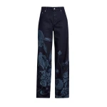 Erdem Printed Denim Straight Trouser - Pants - British Romantic Luxury at Luxury Shoes 