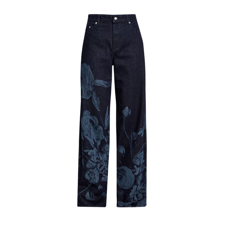 Erdem Printed Denim Straight Trouser - Pants - British Romantic Luxury at Luxury Shoes 
