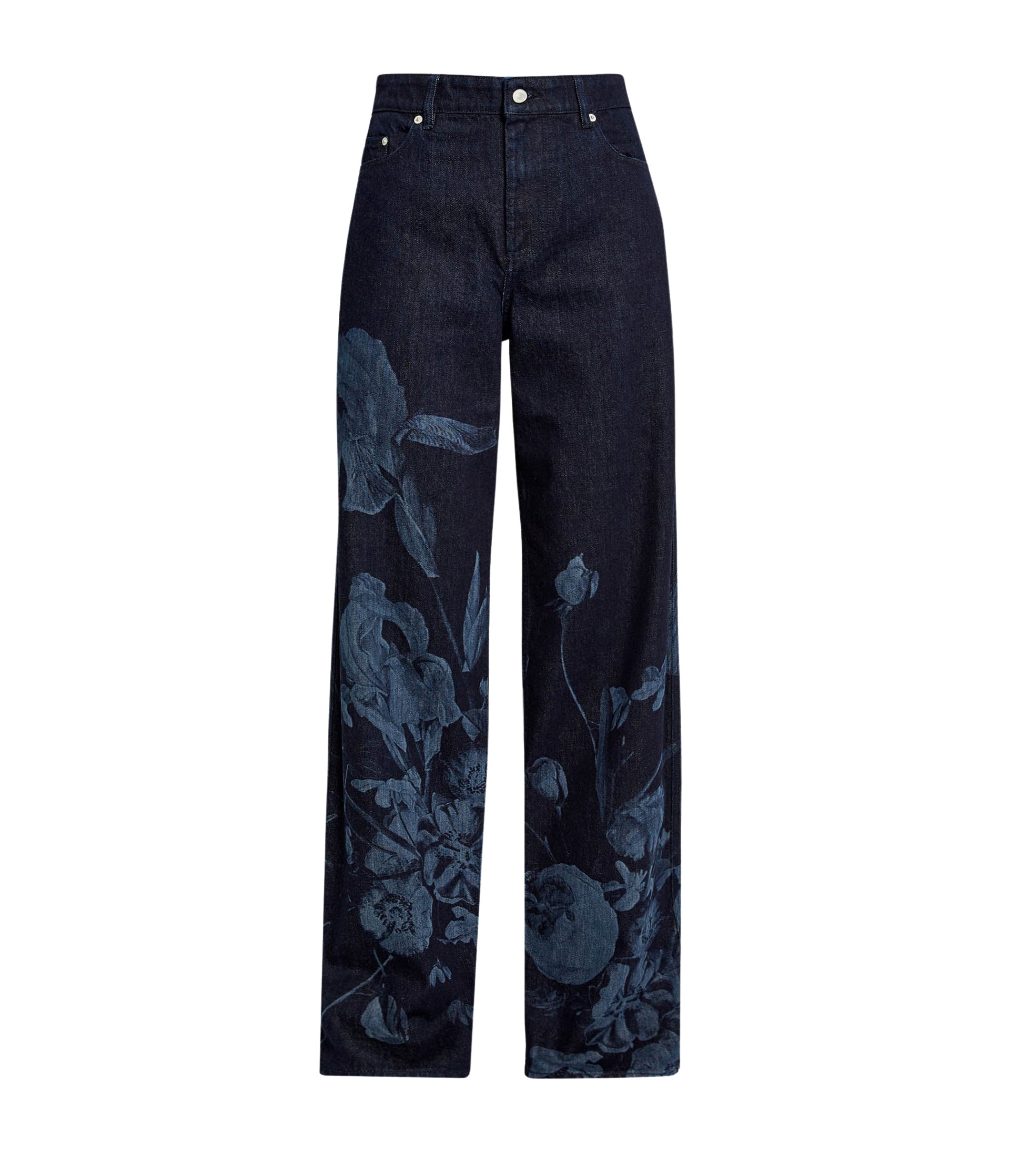 Erdem Printed Denim Straight Trouser - Pants - British Romantic Luxury at Luxury Shoes 