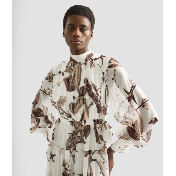 Erdem Printed Silk Voile Long Sleeve Gown - Dresses - British Romantic Luxury at Luxury Shoes 