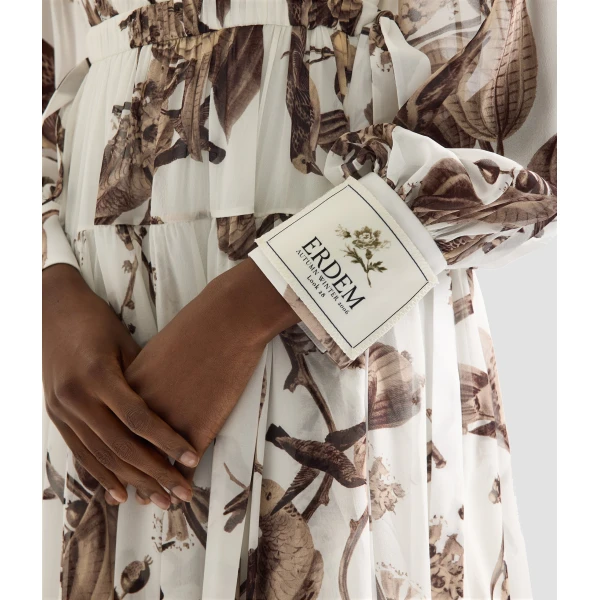 Erdem Printed Silk Voile Long Sleeve Gown - Dresses - British Romantic Luxury at Luxury Shoes 