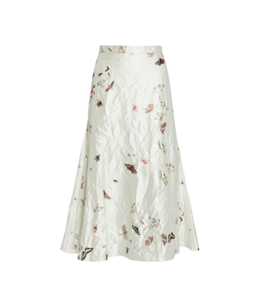 Erdem Printed Textured Satin A Line Midi Skirt - Skirts - British Romantic Luxury at Luxury Shoes 