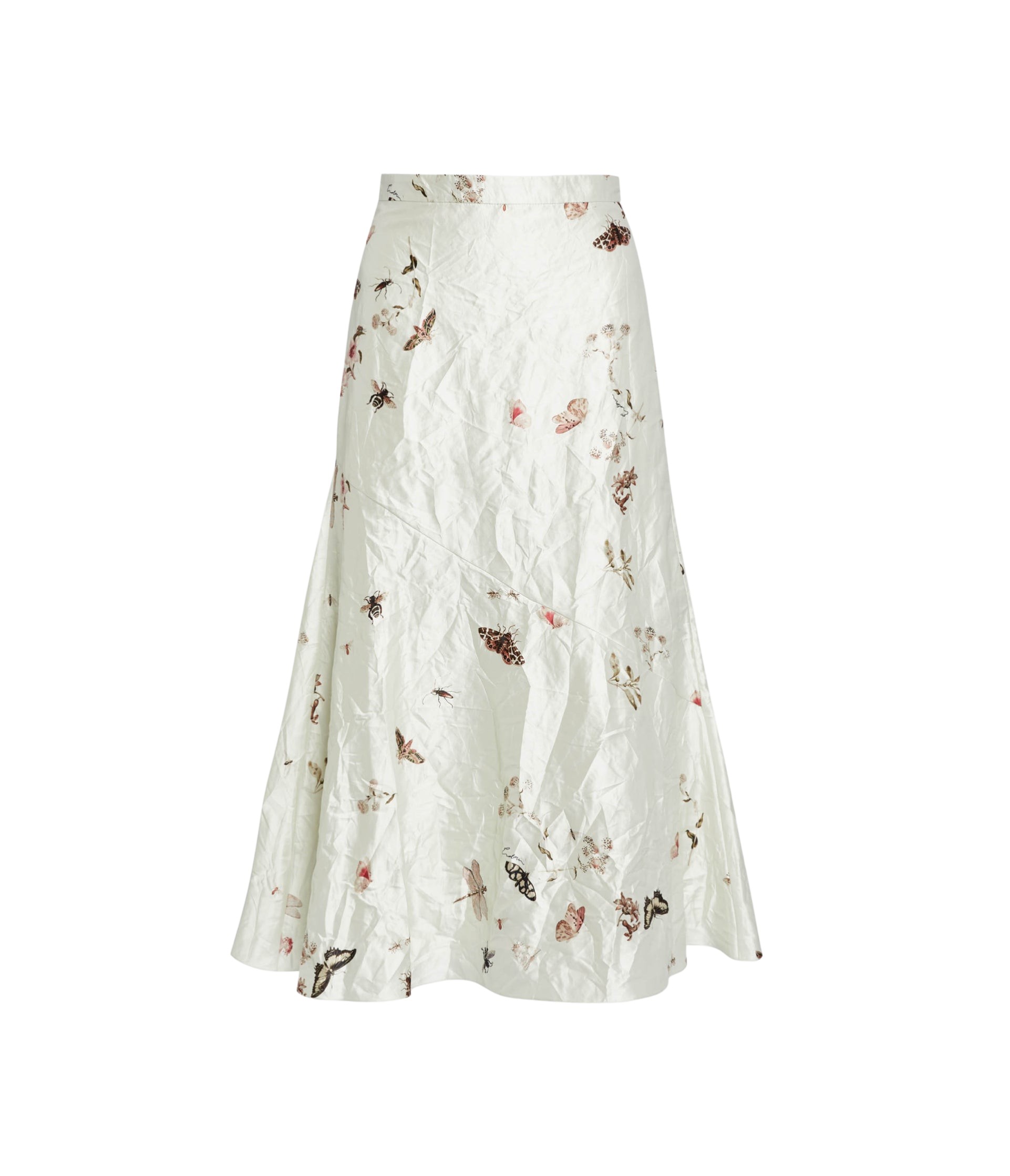 Erdem Printed Textured Satin A Line Midi Skirt - Skirts - British Romantic Luxury at Luxury Shoes 