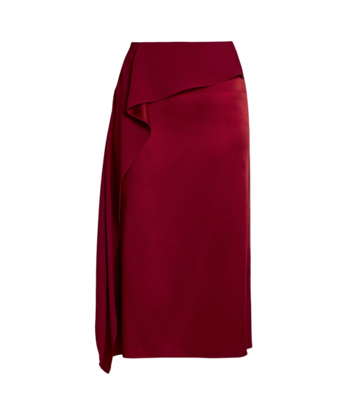 Erdem Satin Cady Draped Midi Skirt - Skirts - British Romantic Luxury at Luxury Shoes 