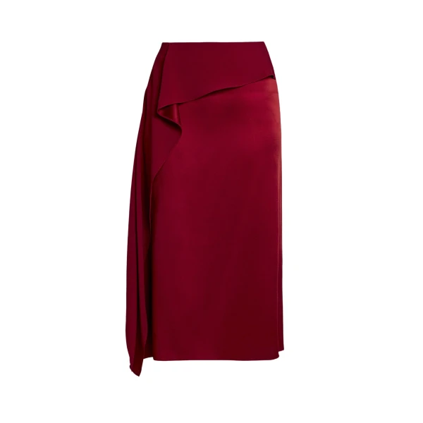 Erdem Satin Cady Draped Midi Skirt - Skirts - British Romantic Luxury at Luxury Shoes 