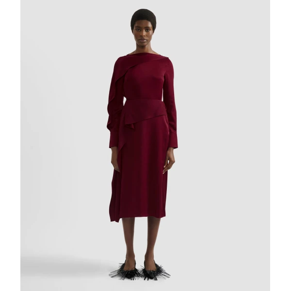 Erdem Satin Cady Draped Midi Skirt - Skirts - British Romantic Luxury at Luxury Shoes 