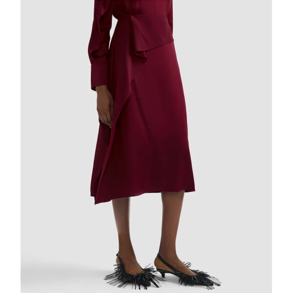 Erdem Satin Cady Draped Midi Skirt - Skirts - British Romantic Luxury at Luxury Shoes 