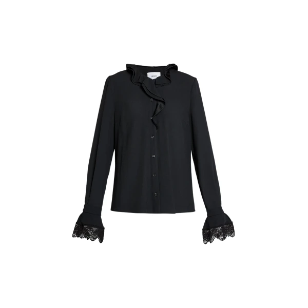 Erdem Satin Cady Long Sleeve Shirt - Tops - British Romantic Luxury at Luxury Shoes 