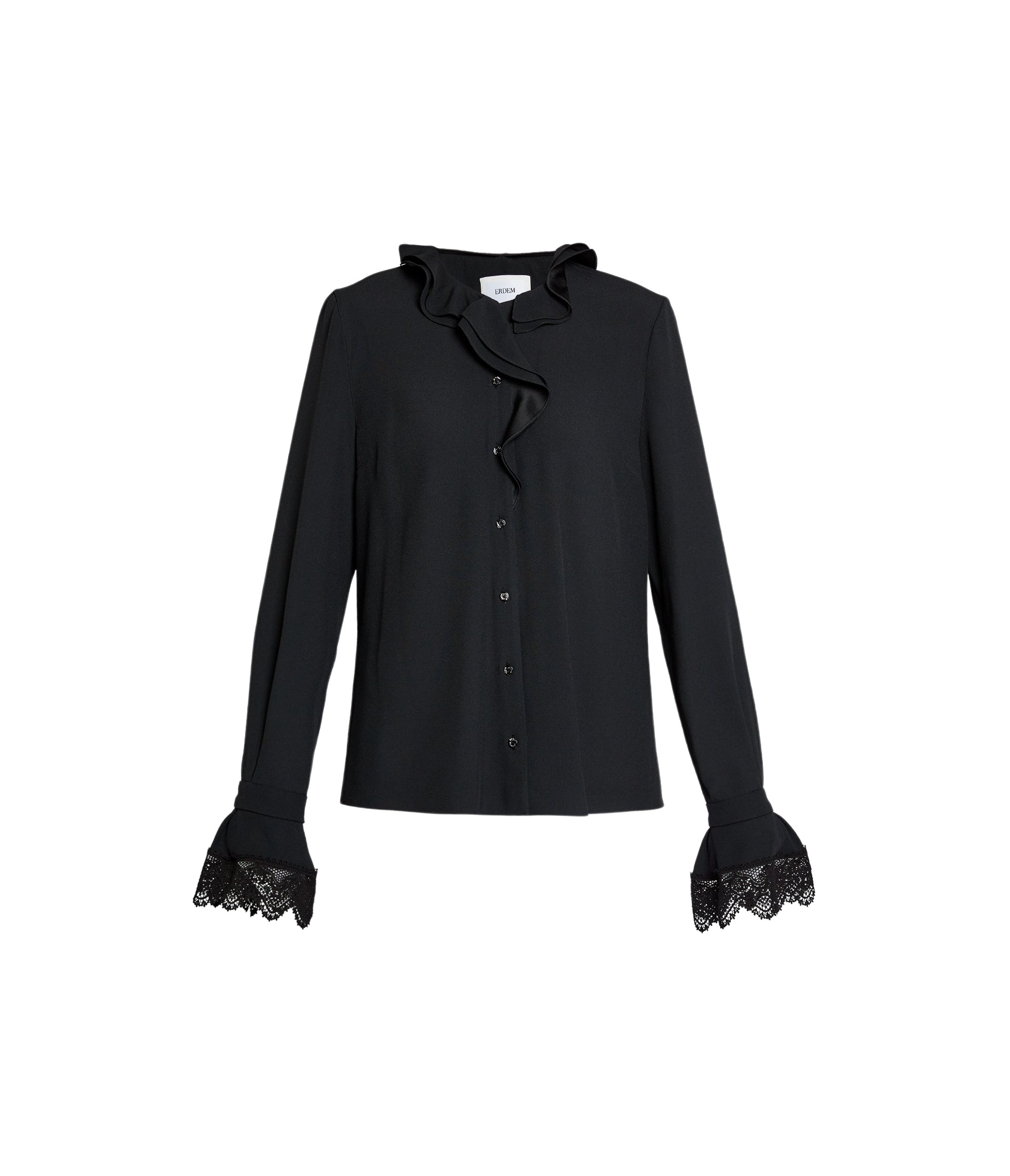 Erdem Satin Cady Long Sleeve Shirt - Tops - British Romantic Luxury at Luxury Shoes 