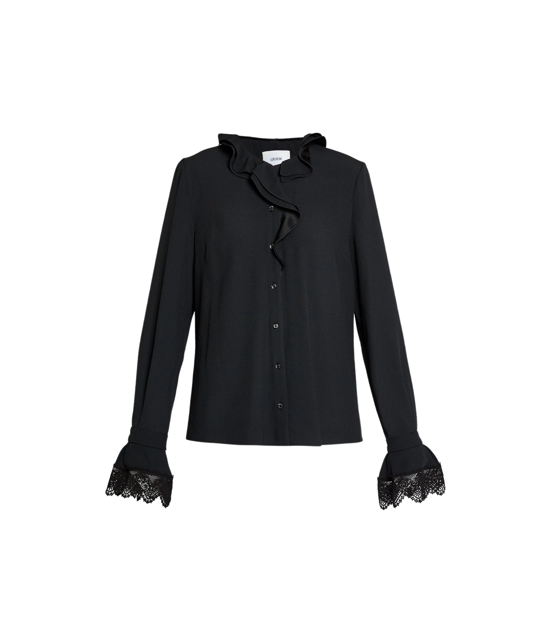 Erdem-Satin-Cady-Long-Sleeve-Shirt-coveti-265762_nobg Erdem Satin Cady Long Sleeve Shirt - Tops - British Romantic Luxury at Luxury Shoes
