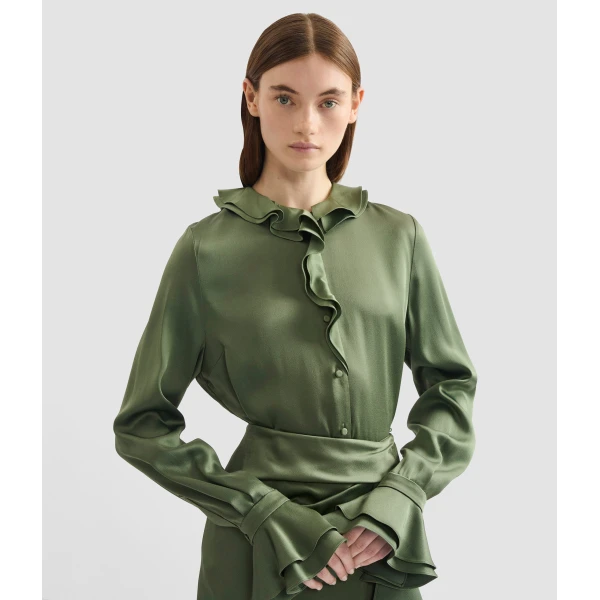 Erdem Satin Cady Long Sleeve Shirt - Tops - British Romantic Luxury at Luxury Shoes 