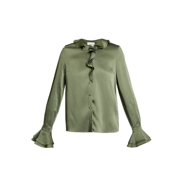 Erdem Satin Cady Long Sleeve Shirt - Tops - British Romantic Luxury at Luxury Shoes 