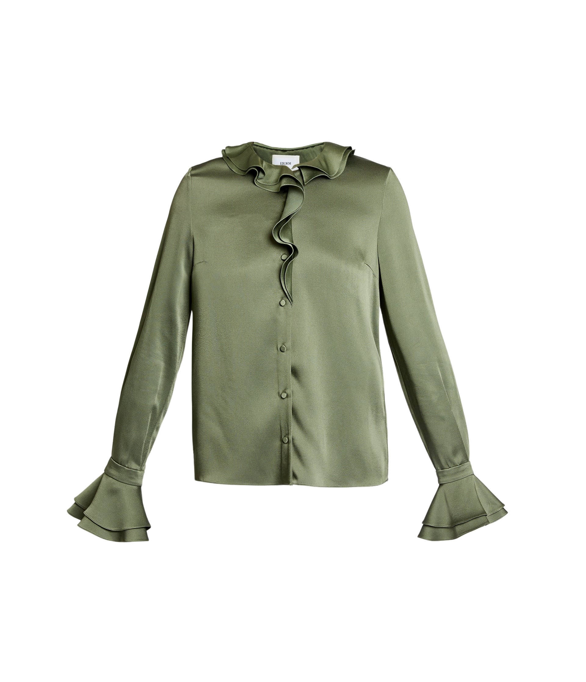Erdem Satin Cady Long Sleeve Shirt - Tops - British Romantic Luxury at Luxury Shoes 