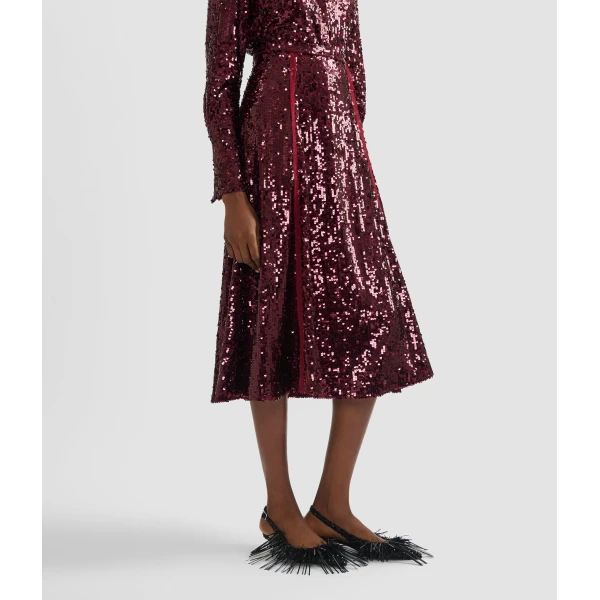 Erdem Sequin A Line Midi Skirt - Skirts - British Romantic Luxury at Luxury Shoes 