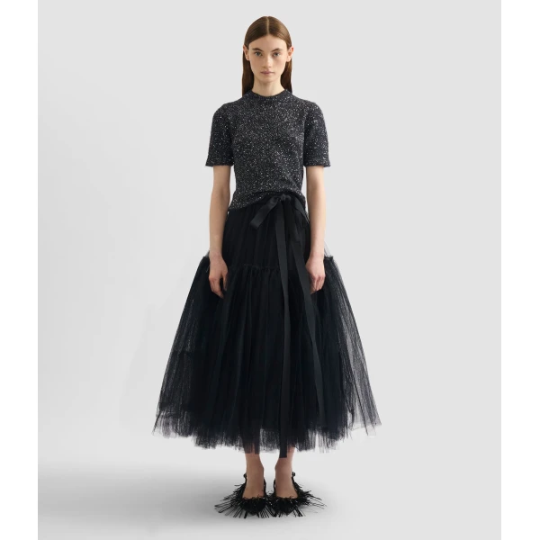 Erdem Sequin Short Sleeve Knit Top - Knitwear - British Romantic Luxury at Luxury Shoes 