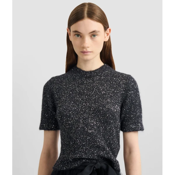 Erdem Sequin Short Sleeve Knit Top - Knitwear - British Romantic Luxury at Luxury Shoes 