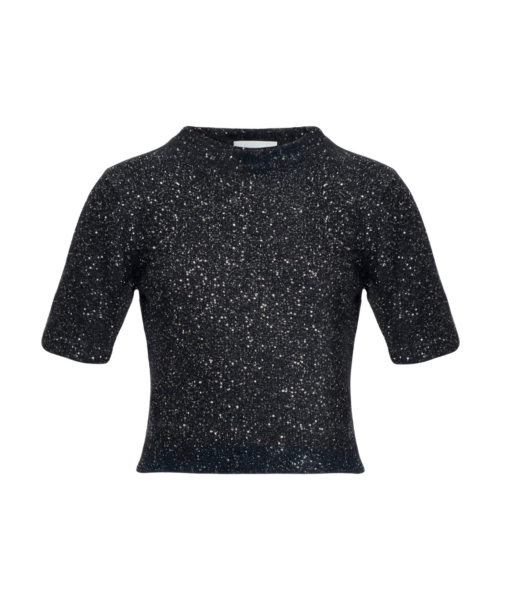 Erdem Sequin Short Sleeve Knit Top - Knitwear - British Romantic Luxury at Luxury Shoes 