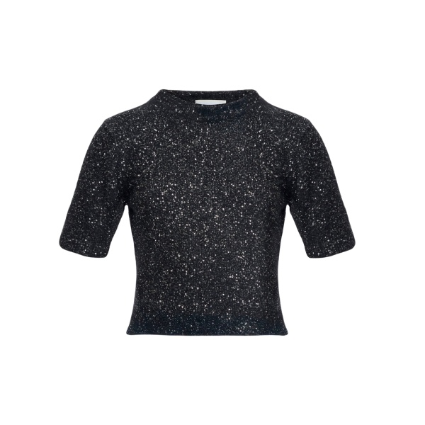 Erdem Sequin Short Sleeve Knit Top - Knitwear - British Romantic Luxury at Luxury Shoes 