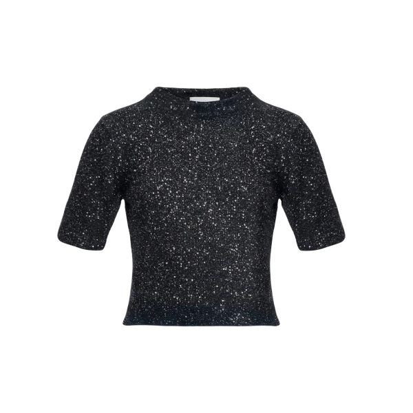 Erdem Sequin Short Sleeve Knit Top - Knitwear - British Romantic Luxury at Luxury Shoes 