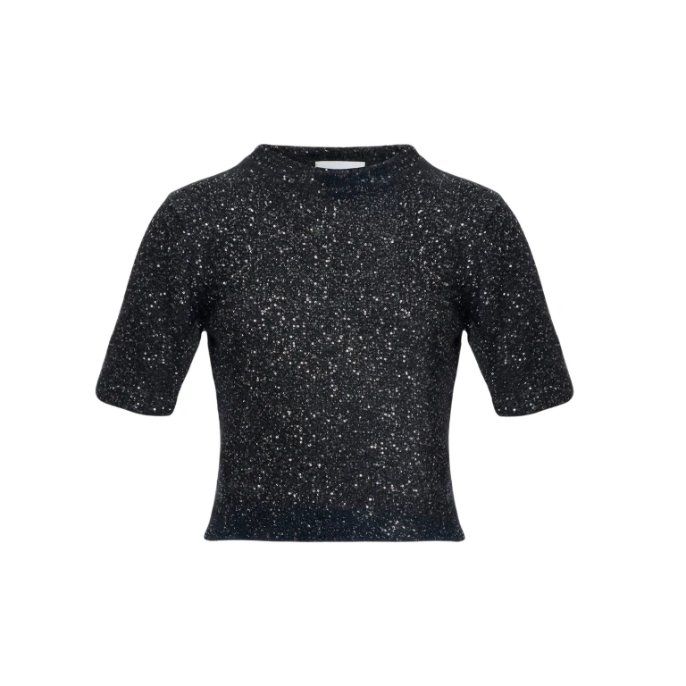Erdem Sequin Short Sleeve Knit Top - Knitwear - British Romantic Luxury at Luxury Shoes 