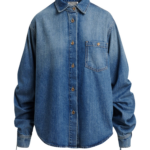 Essentiel Antwerp Blue Oversized Denim Shirt With Sleeve Drawstrings - Essentiel Antwerp Tops - Colorful Belgian Design - Shop at Luxury Shoes 