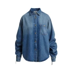 Essentiel Antwerp Blue Oversized Denim Shirt With Sleeve Drawstrings