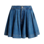 Essentiel Antwerp Blue Pleated Denim Shorts In Organic Cotton - Essentiel Antwerp Shorts - Colorful Belgian Design - Shop at Luxury Shoes 