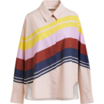 Essentiel Antwerp Cream And Multicolor Oversized Cotton Shirt With Placed Stripe Print - Essentiel Antwerp Tops - Colorful Belgian Design - Shop at Luxury Shoes 