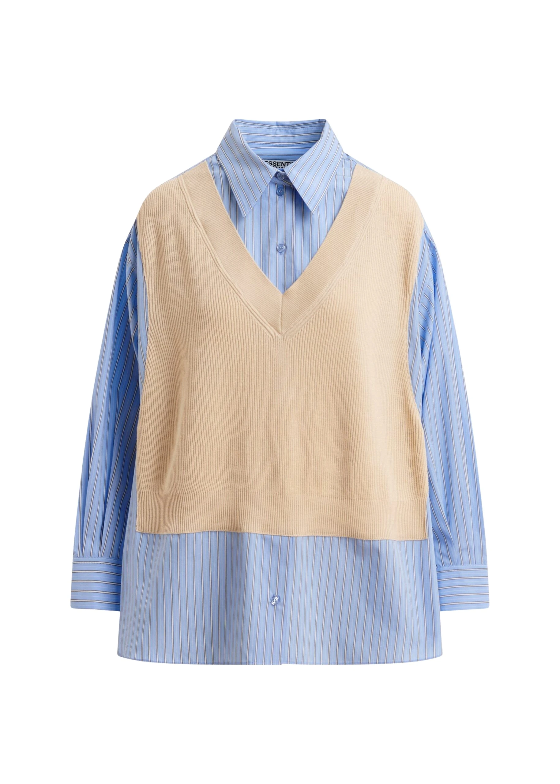 Essentiel-Antwerp-Cream-Light-Blue-And-Black-Knit-Panel-Oversized-Shirt-scaled61903_nobg Essentiel Antwerp Cream, Light Blue And Black Knit-Panel Oversized Shirt