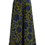 Essentiel Antwerp Green And Dark Blue Wide-Leg Pants With Contrast Stitching - Essentiel Antwerp Pants - Colorful Belgian Design - Shop at Luxury Shoes 