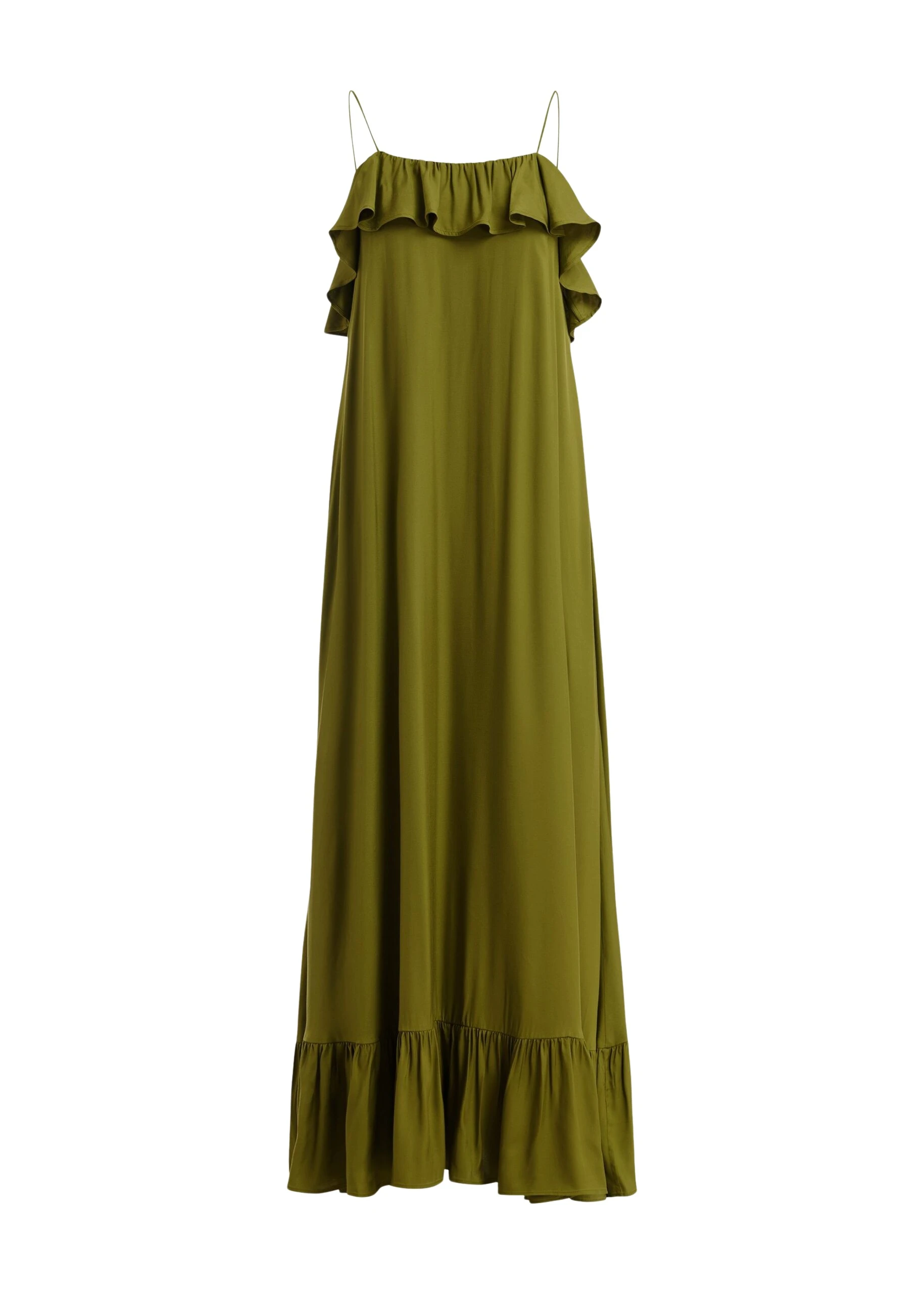 Essentiel-Antwerp-Green-Maxi-Dress-With-Ruffled-Neckline-And-Tie-Back-Detail-scaled51391_nobg Essentiel Antwerp Green Maxi Dress With Ruffled Neckline And Tie-Back Detail