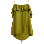 Essentiel Antwerp Green Ruffled Camisole Top With Tie-Back Detail - Essentiel Antwerp Tops - Colorful Belgian Design - Shop at Luxury Shoes 