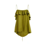 Essentiel Antwerp Green Ruffled Camisole Top With Tie-Back Detail