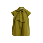 Essentiel Antwerp Green Sleeveless Top With Tie Neckline