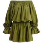 Essentiel Antwerp Green Strapless Cotton Mini Dress With Rosette Details - Essentiel Antwerp Dresses - Colorful Belgian Design - Shop at Luxury Shoes 