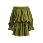 Essentiel Antwerp Green Strapless Cotton Mini Dress With Rosette Details