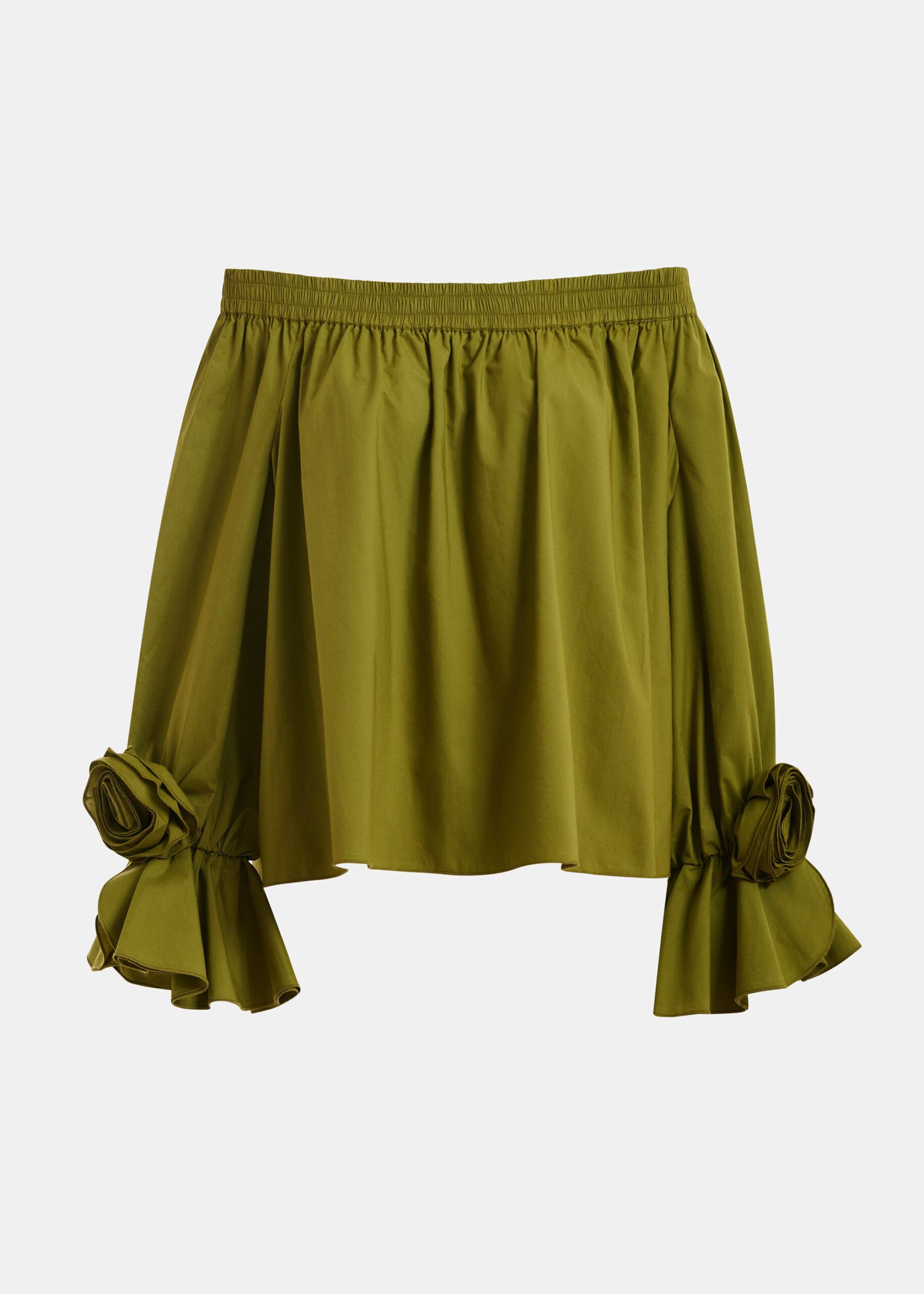 Essentiel Antwerp Australia Signature – Luxury Shoes Essentiel Antwerp Green Strapless Cotton Top With Rosette Details - Essentiel Antwerp Tops - Colorful Belgian Design - Shop at Luxury Shoes