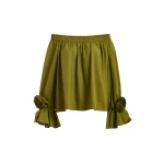 Essentiel Antwerp Green Strapless Cotton Top With Rosette Details