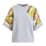 Essentiel Antwerp Grey Cotton Sweatshirt With Multicolor Sequin And Bead Embellishments - Essentiel Antwerp Knitwear - Colorful Belgian Design - Shop at Luxury Shoes 