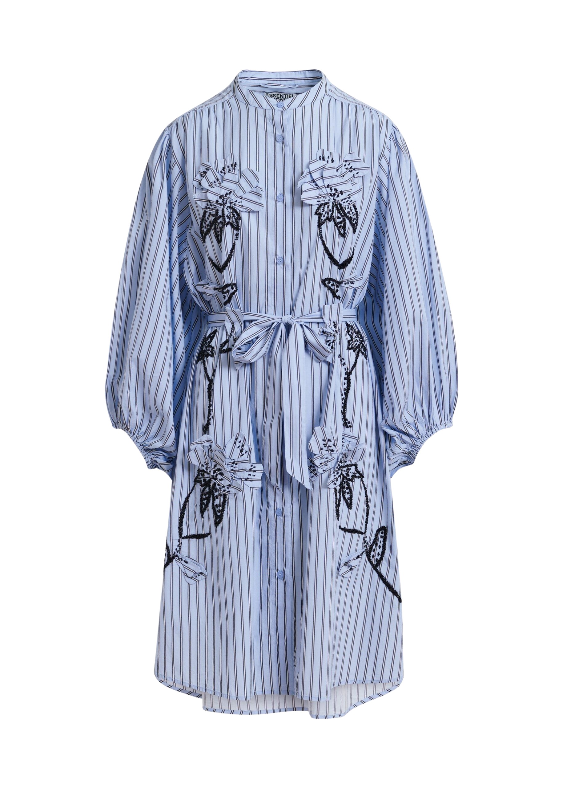 Essentiel-Antwerp-Light-Blue-And-Black-Oversized-Cotton-Shirt-Dress-With-Floral-Applique-Embroidery-And-Bead-Embellishments-scaled18036_nobg Essentiel Antwerp Light Blue And Black Oversized Cotton Shirt Dress With Floral Appliqué Embroidery And Bead Embellishments - Essentiel Antwerp Dresses - Colorful Belgian Design - Shop at Luxury Shoes
