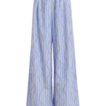 Essentiel Antwerp Light Blue And White Rhinestone-Embellished Striped Wide-Leg Pants - Essentiel Antwerp Pants - Colorful Belgian Design - Shop at Luxury Shoes 